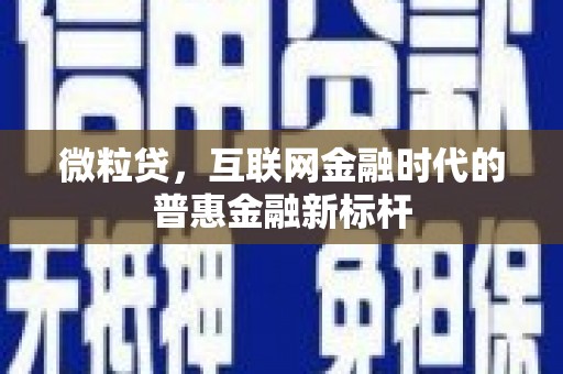 单县微粒贷，互联网金融时代的普惠金融新标杆