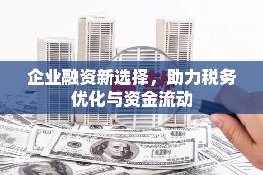 单县企业融资新选择，助力税务优化与资金流动