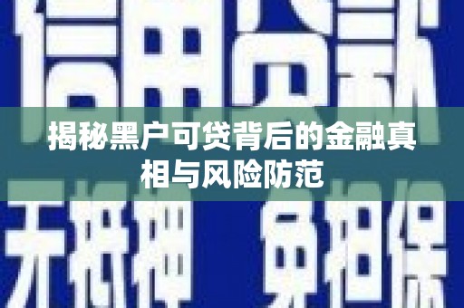 单县揭秘黑户可贷背后的金融真相与风险防范