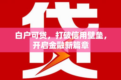 单县白户可贷，打破信用壁垒，开启金融新篇章