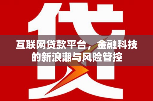 单县互联网贷款平台，金融科技的新浪潮与风险管控